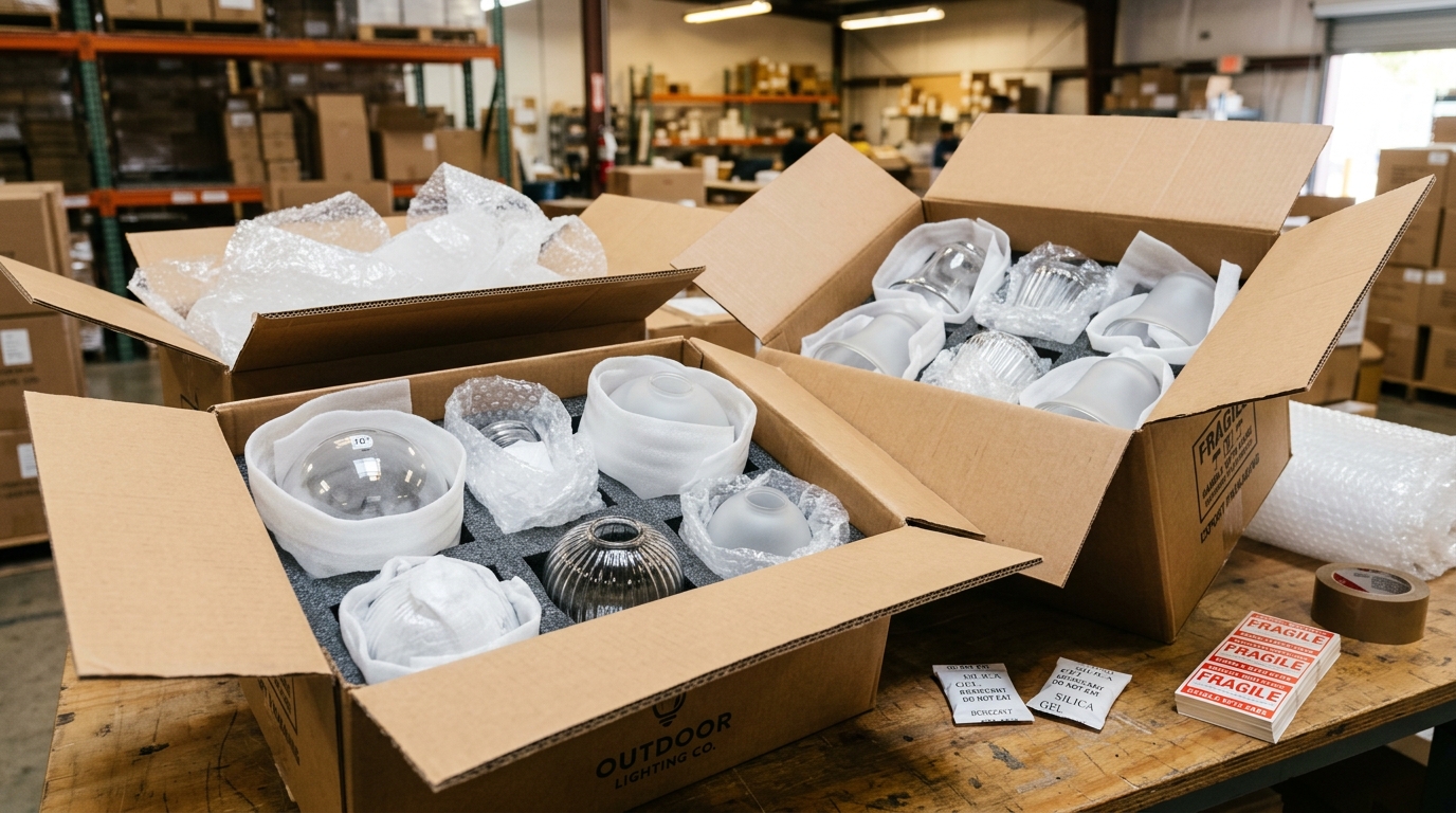 outdoor glass lamp shade packaging — hero overview