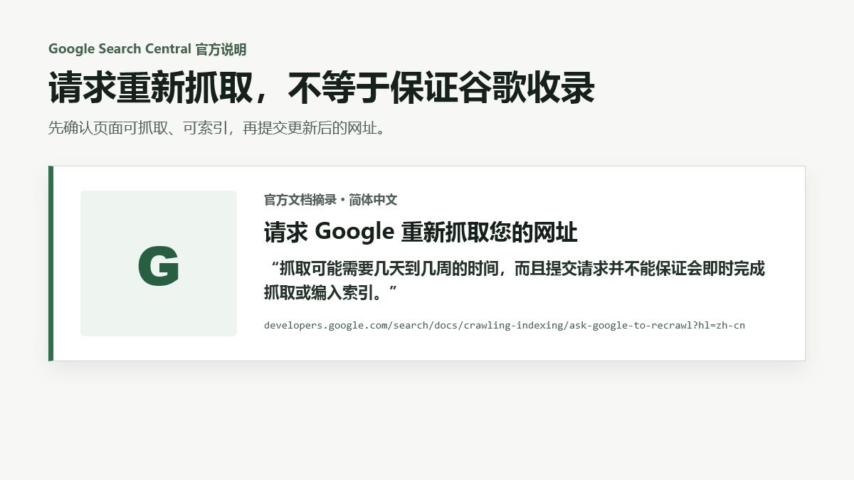 谷歌收录 - Google重新抓取与编入索引官方说明
